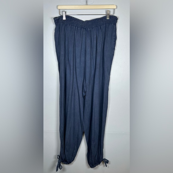 Casual Blue Pull-On, Elastic Waist, Ankle Tie Pants. Rayon. Size 2X. - Picture 3 of 11